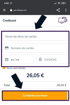 Insira as informações