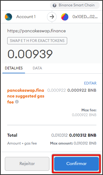 Confirme na MetaMask