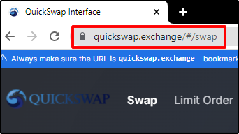 Entre na exchange QuickSwap para efetuar o swap