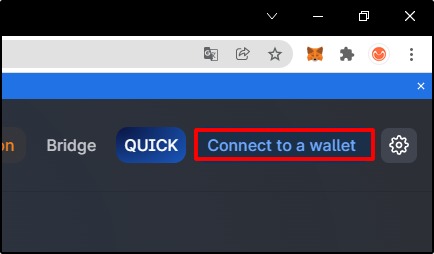 Conecte a carteira na QuickSwap
